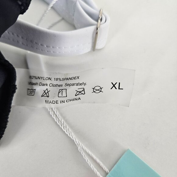 Womens XL High Waisted Bikini Set Colorblock Design Black & White Beach Vacation - Picture 10 of 11